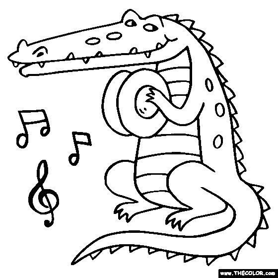 Crocodile-cymbals Coloring Page | Color Crocodile