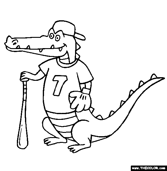 Crocodile Baseball Player Online Coloring