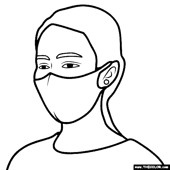 Customer with mask Coloring Page