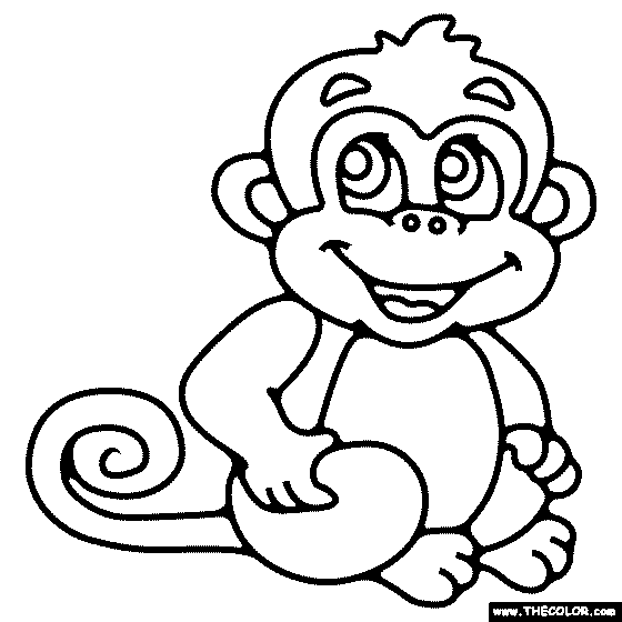 Cute Monkey Coloring Page