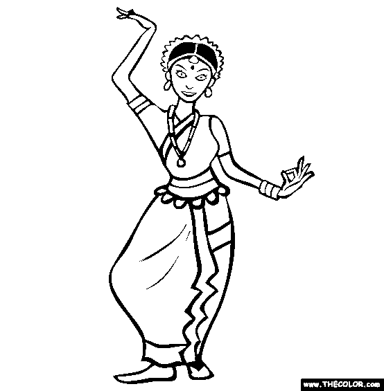 Diwali Dancer Online Coloring Page