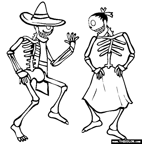 Dancing Skeletons Coloring Page