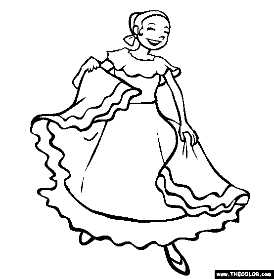 Spanish Dancing Mexican Dance Online Coloring Page