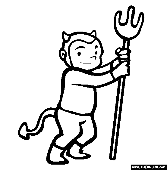 Halloween Devil Costume Online Coloring Page