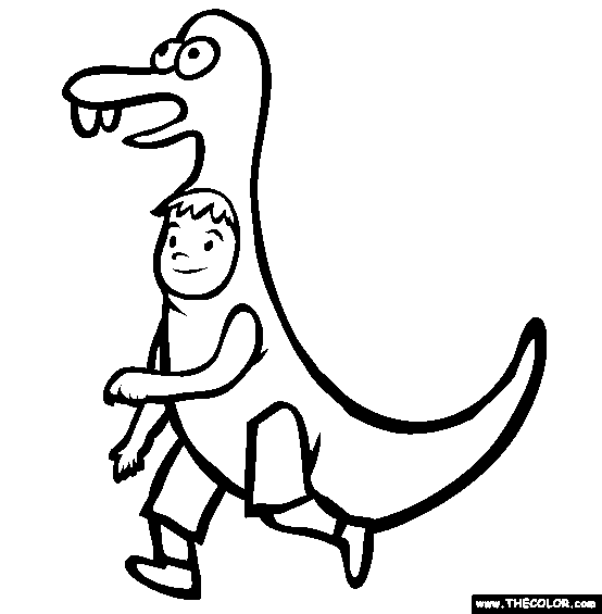 Halloween Dinosaur Costume Online Coloring Page