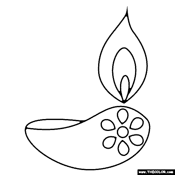 Diwali Diya Coloring Page