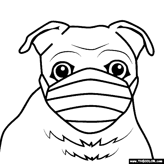 Dog wearing mask Coloring Page