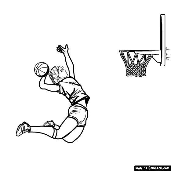 Dunking Basketball Coloring Page