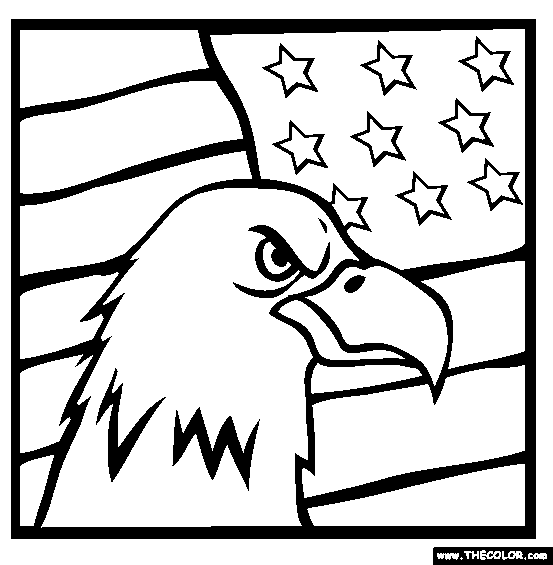 American Bald Eagle Flag Online Coloring Page