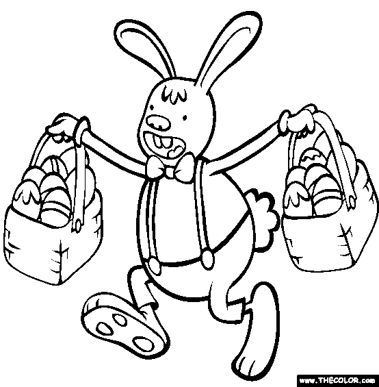 Easter Bunny with Easter Eggs Coloring Page