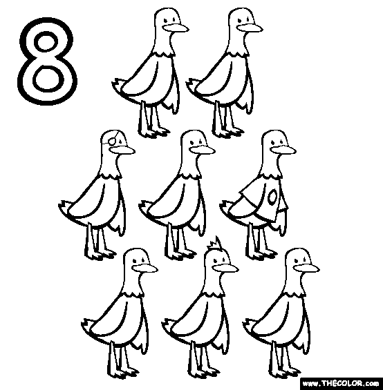 Eight (Ducks) Coloring Page