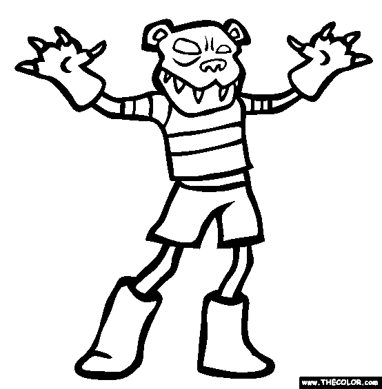 Halloween Evil Bear Costume Online Coloring Page