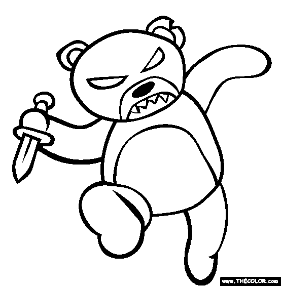 Halloween Scary Evil Bear Online Coloring Page