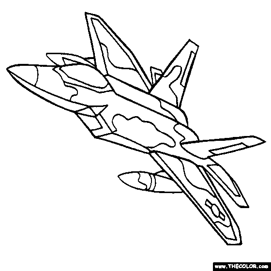 F-22 Raptor Stealthfighter Online Coloring Page