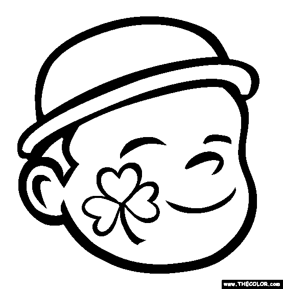 Irish clover face paint St. Patrick coloring page