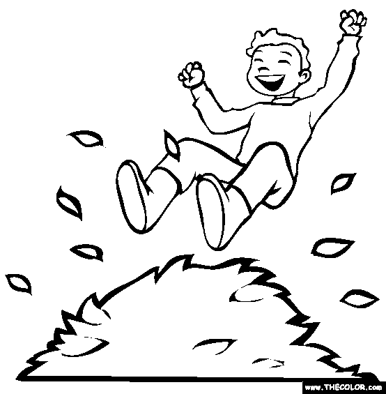 Pile of Leaves Fall Coloring Page