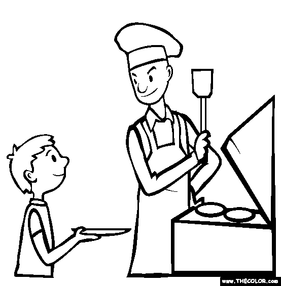 Family BBQ Coloring Page