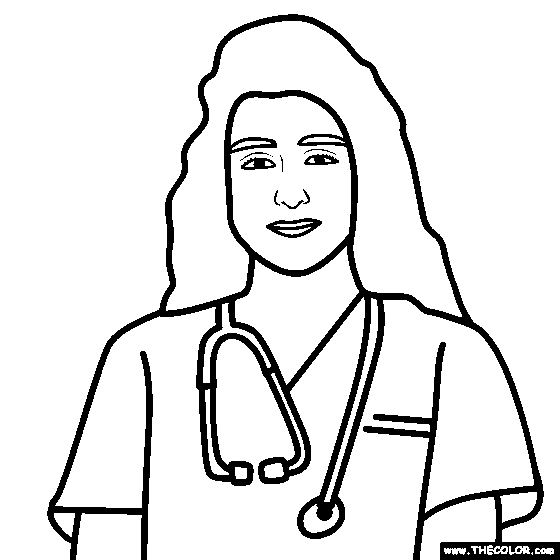 Female Nurse Coloring Page