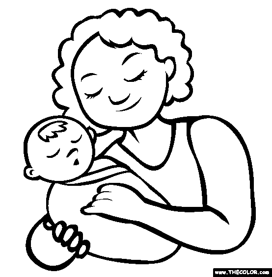 First Mothers Day Online Coloring Page