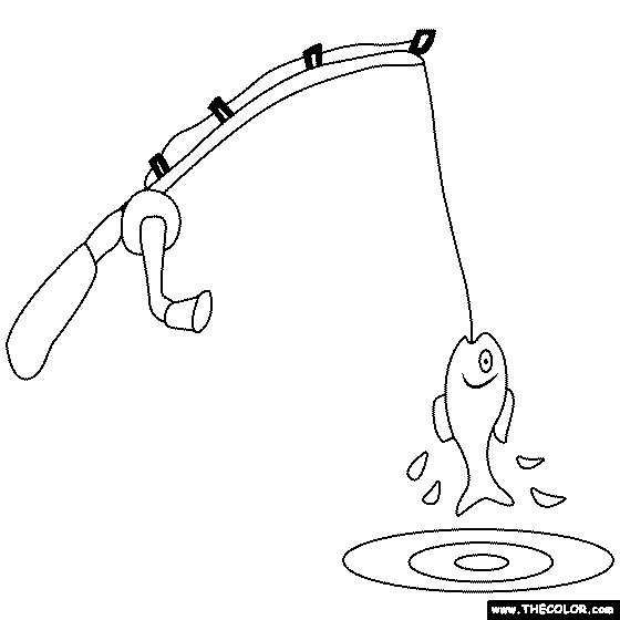 Fish On Hook Coloring Page