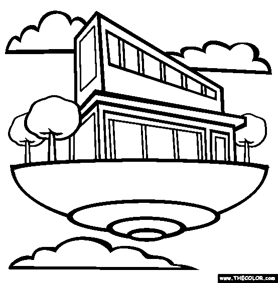 Floating Home Coloring Page