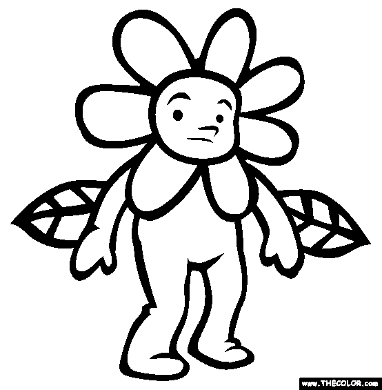 Halloween Flower Costume Online Coloring Page