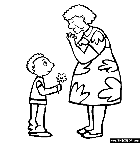 Flower For Grandma Coloring Page
