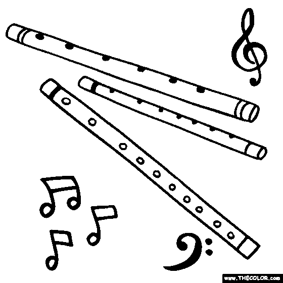 Flute Wind Instrument Coloring Page