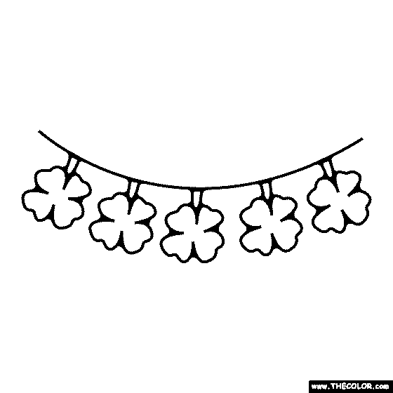Four Leaf Clover Garland Coloring Page