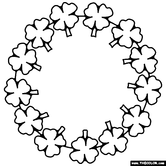 Four Leaf Clover Wreath Coloring Page