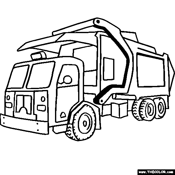 Garbage Truck Online Coloring Page