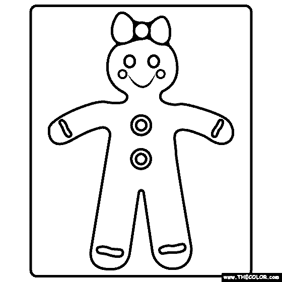 Gingerbread Girl Cookie Coloring Page