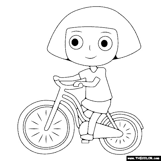 Girl On Bike Coloring Page