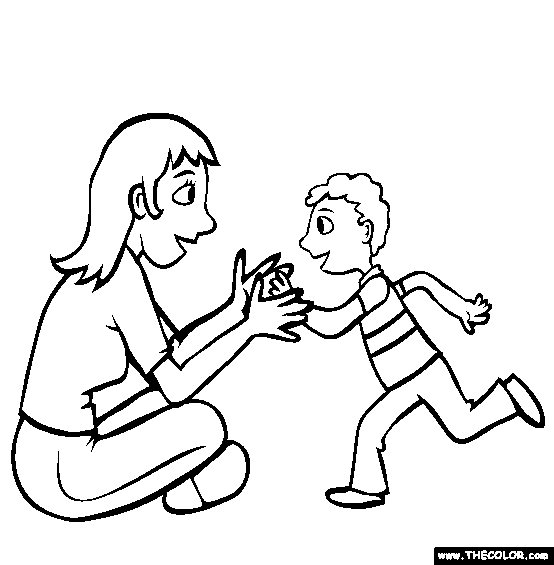 Give Mommy a Hug Online Coloring Page