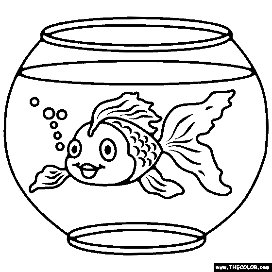 Goldfish In Fish Tank Coloring Page
