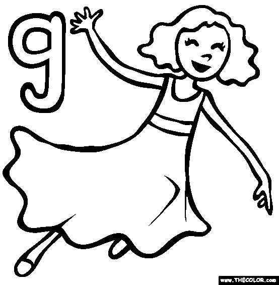 The Letter G Online Alphabet Coloring Page