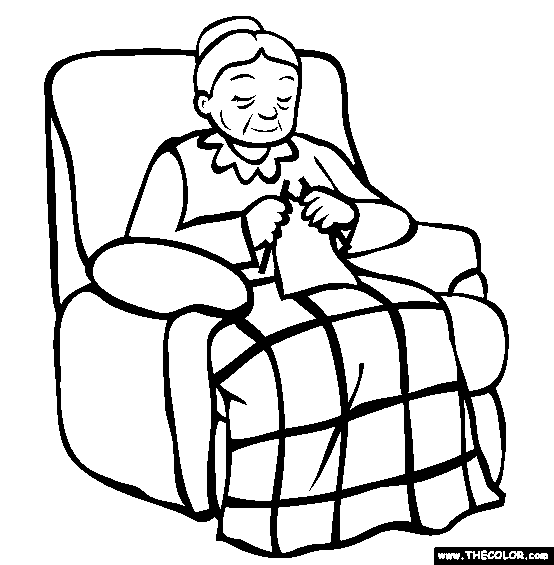 Reclining Grandma Coloring Page