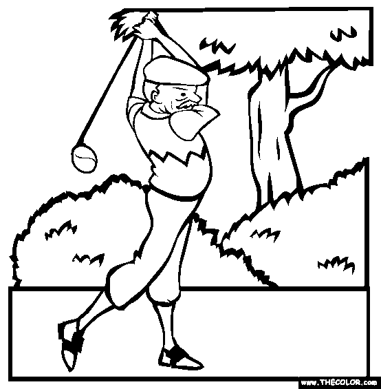 Grandpa Golfing Coloring Page