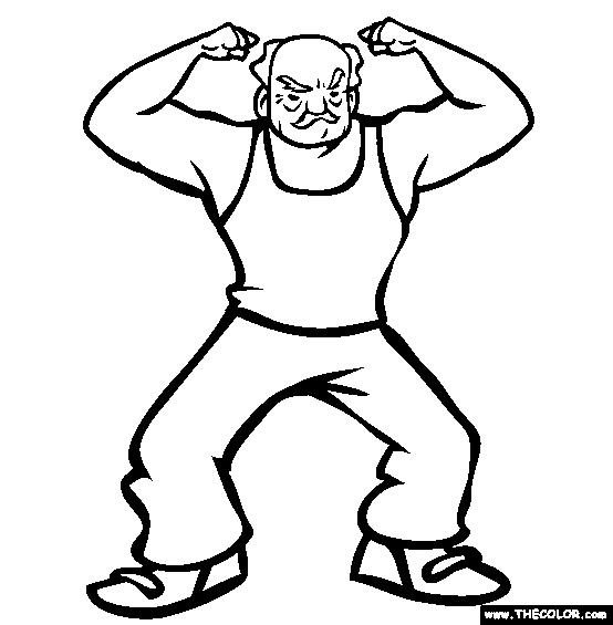 Strong Grandpa Coloring Page