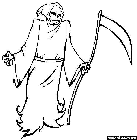 Grim Reaper Halloween Online Coloring Page