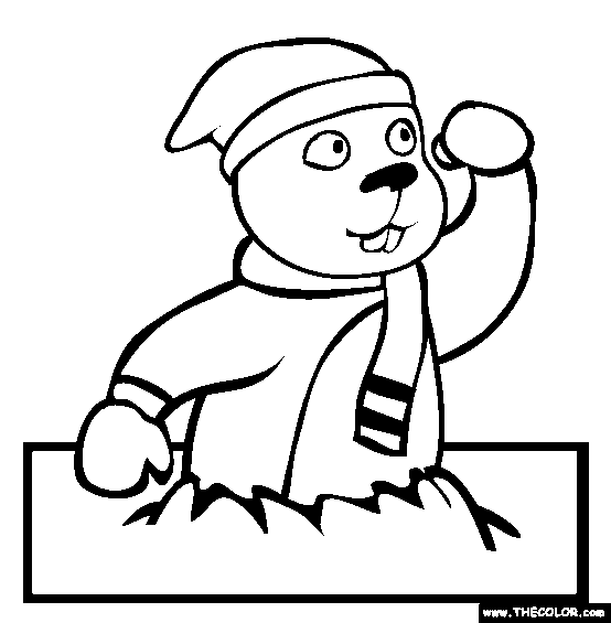 Groundhog Day Coloring Page looking for shadow