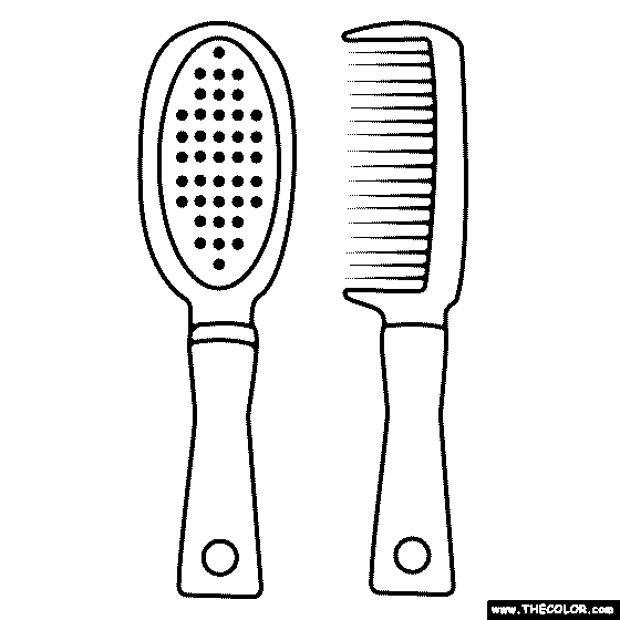 Hairbrush and Comb Coloring Page
