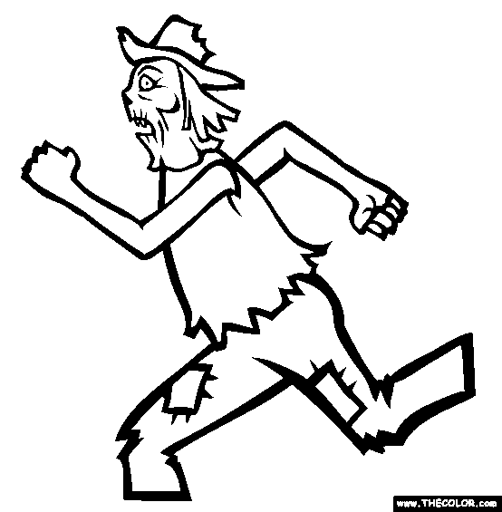 Scary Halloween Scarecrow Online Coloring Page