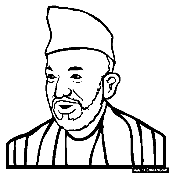 Hamid Karzai Online Coloring Page 