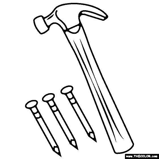 Hammer and Nails Coloring Page