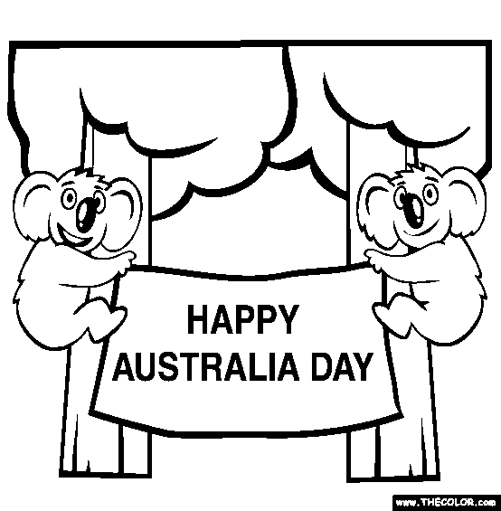 Happy Australia Day Coloring Page