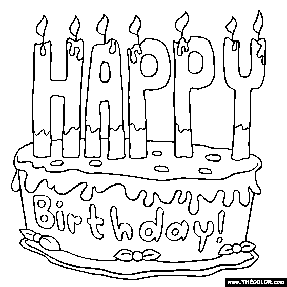 Happy Birthday Cake 2 Online Coloring Page