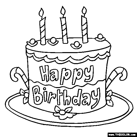 Happy Birthday Cake Online Coloring Page 