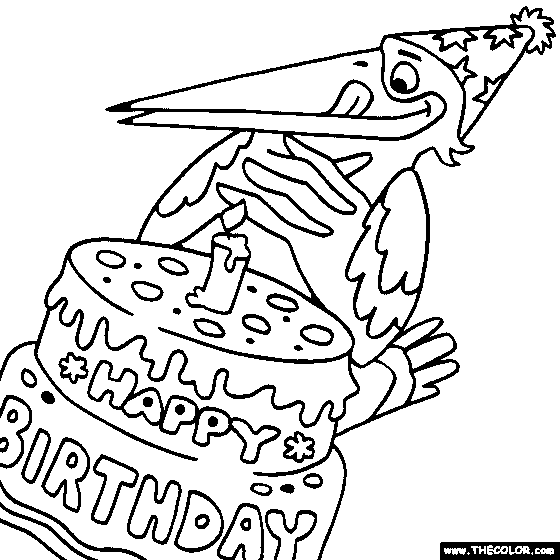 Happy Birthday Frosted Cake Coloring Page