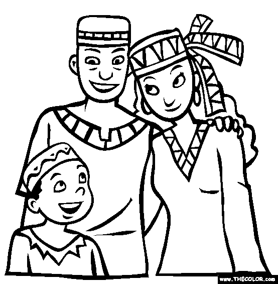 Happy Family at Kwanzaa Online Coloring Page